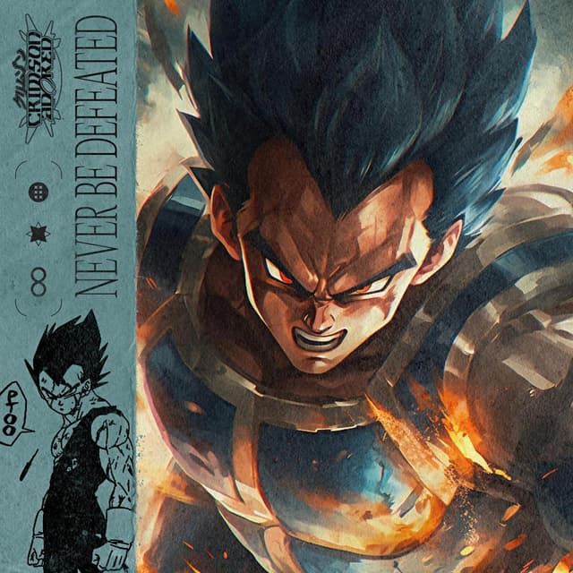 Album cover art for Never Be Defeated (Inspired by "Vegeta")