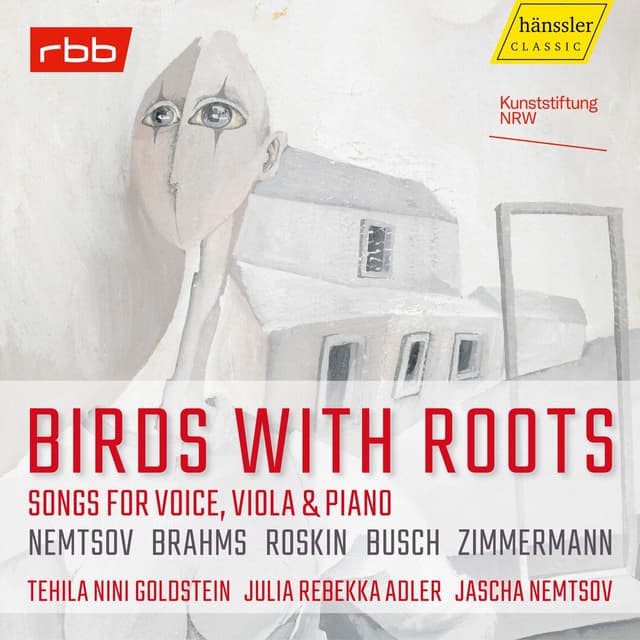 Album cover art for Birds With Roots: Songs for Voice, Viola & Piano