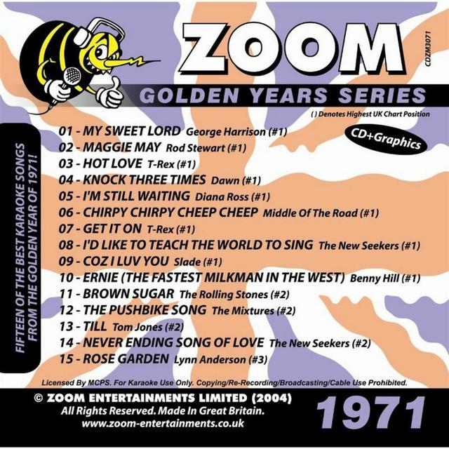 Album cover art for Zoom Karaoke Golden Years 1971